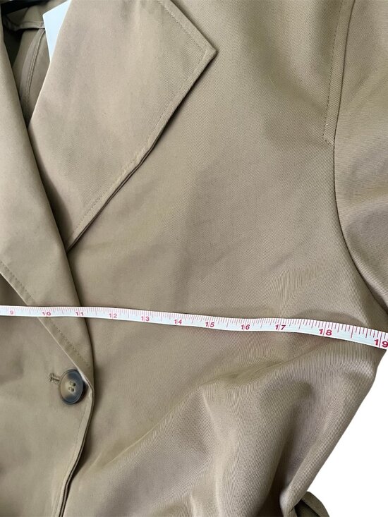 Zara Long Trench Coat Taupe Brown Size M Double Breasted Belted Sustainable NWT - Picture 11 of 11